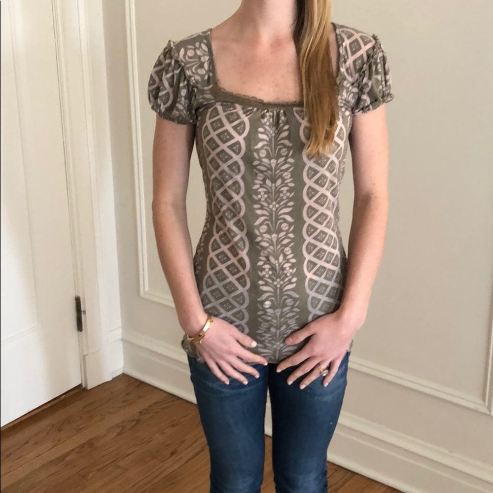 Green short sleeve blouse
